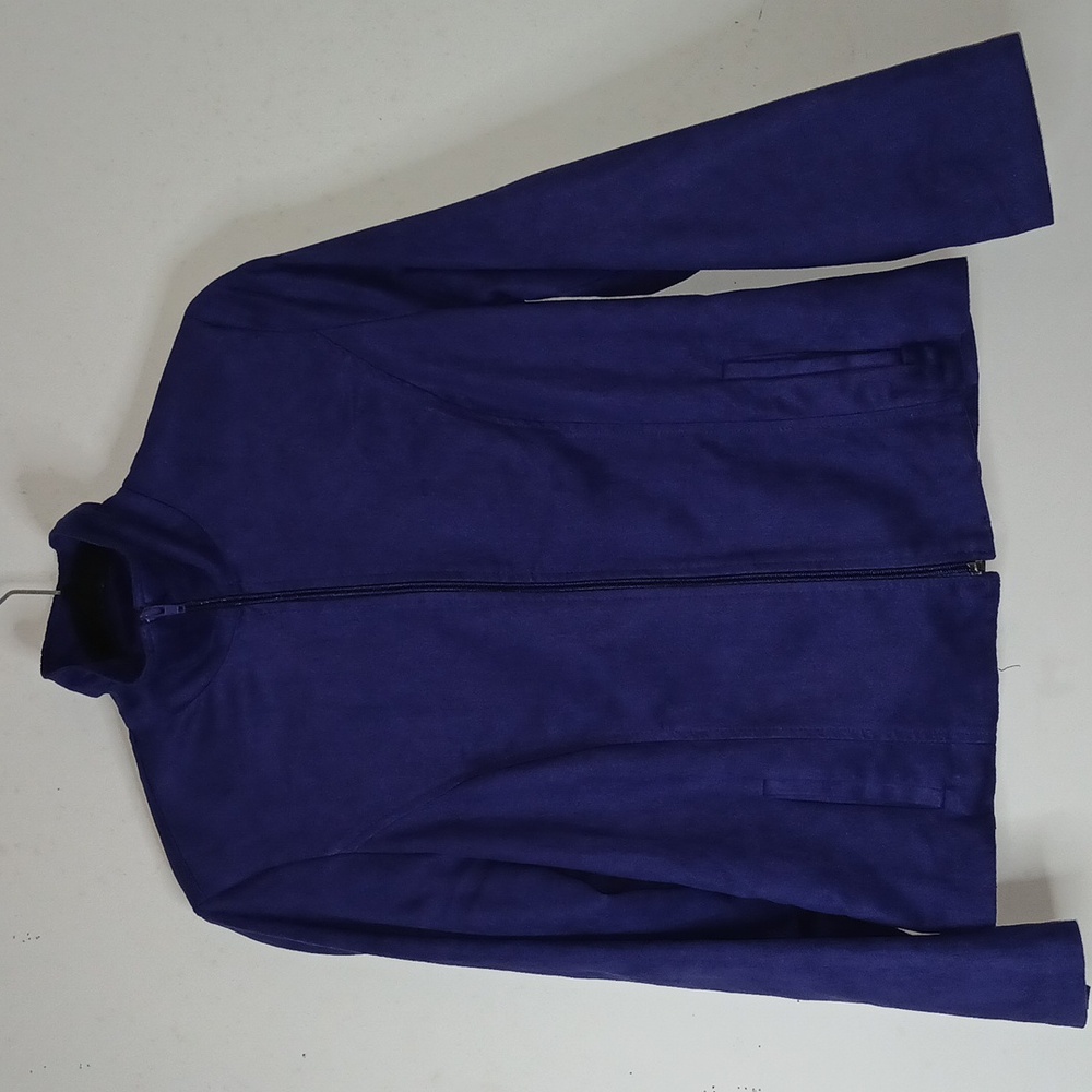 Clio Velvet Vintage zip up padded shoulder jacket 2 front pockets | Size 6